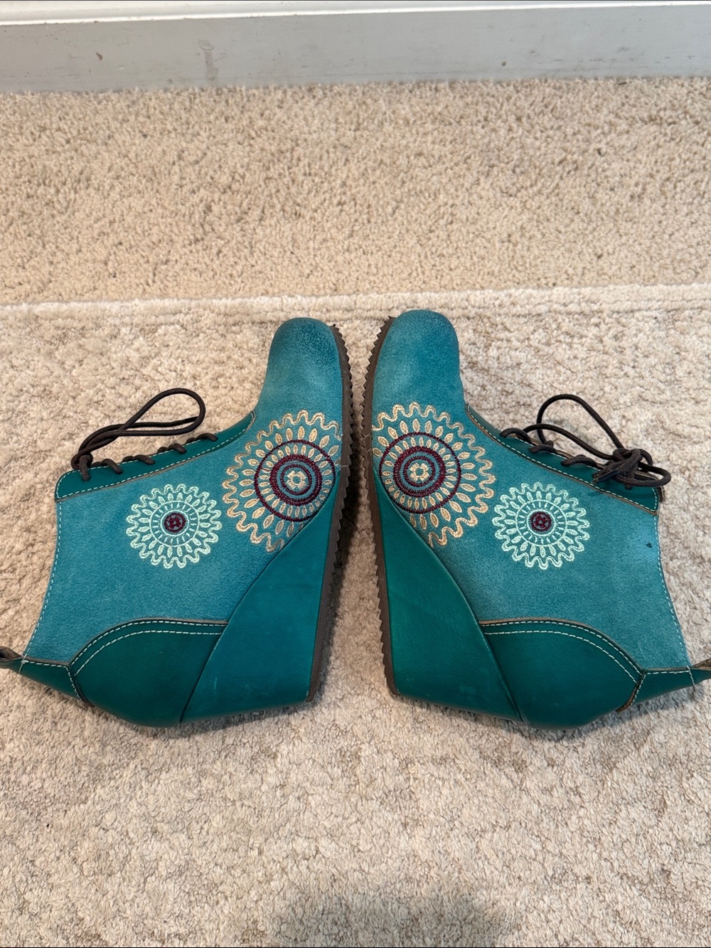 L’Artiste by Spring Step Size 36 US 5.5-6 Rare Westminster Wedge Booties teal - Picture 8 of 17